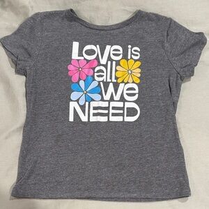 Old Navy Gray Tee with Pink, Blue & Yellow Flower Graphic